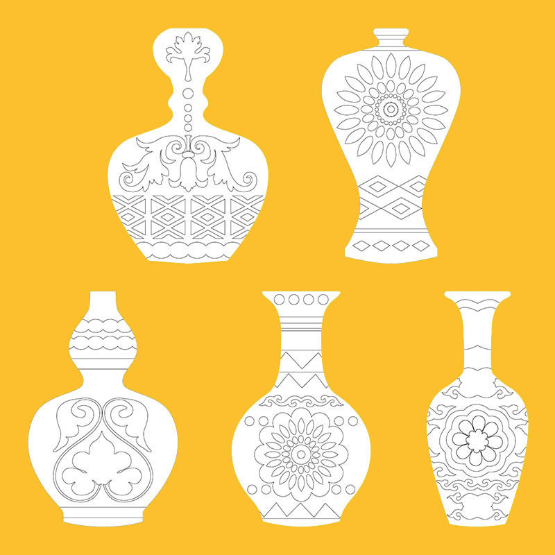 幼儿园手工制作模具手绘白底填色硬卡纸花瓶 创意DIY青花瓷材料,文具电教/文化用品/商务用品,水粉/水彩/油画专用笔,淘宝优惠券,粉丝福利购,淘宝优惠卷