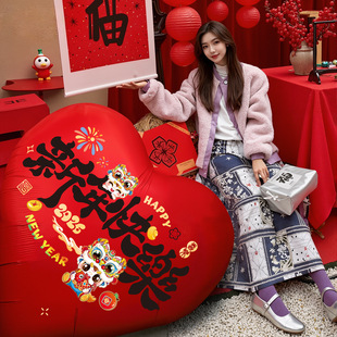 新年爱心气球装饰2026新款马年商场店铺摆件春节过年氛围布置用品