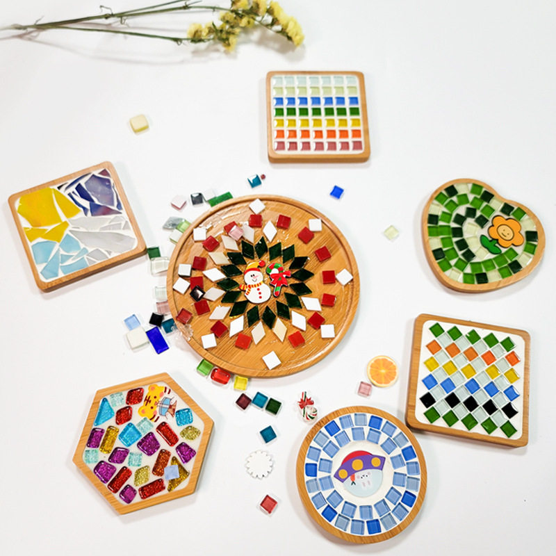 竹制杯垫手工diy制作材料儿童幼儿园创意亲子活动贴画马赛克底胚,商务/设计服务,礼品/工艺品/饰品设计,淘宝优惠券,粉丝福利购,淘宝优惠卷