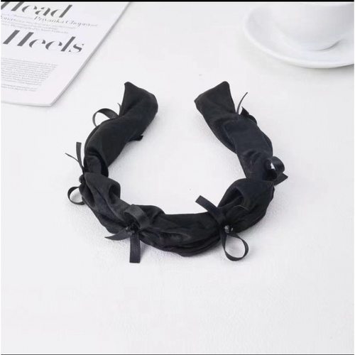 黑色高级感宽边褶皱蝴蝶