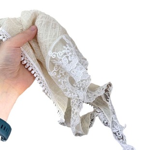 透气百搭时尚 防晒薄款 头巾飘带头发带丝巾 三角巾女士蕾丝夏季 法式