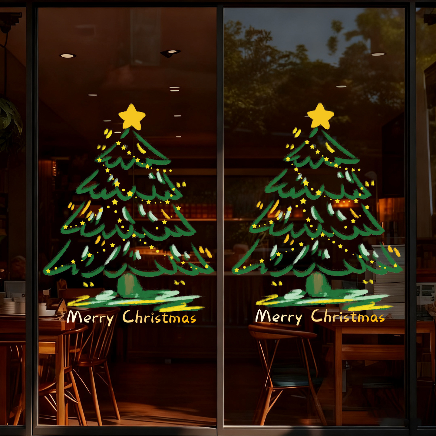 圣诞节装饰品老人树窗花