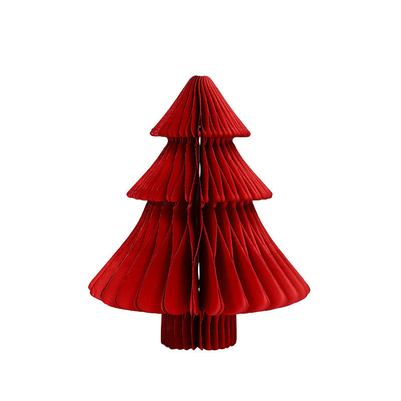 圣诞节装饰纸质圣诞树创意蜂窝折叠桌面摆件橱窗场景布置礼品挂件