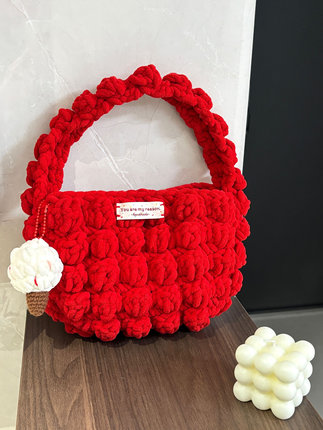 趣味ins雪球云朵包材料包手提腋下包钩针编织毛线diy手工礼物