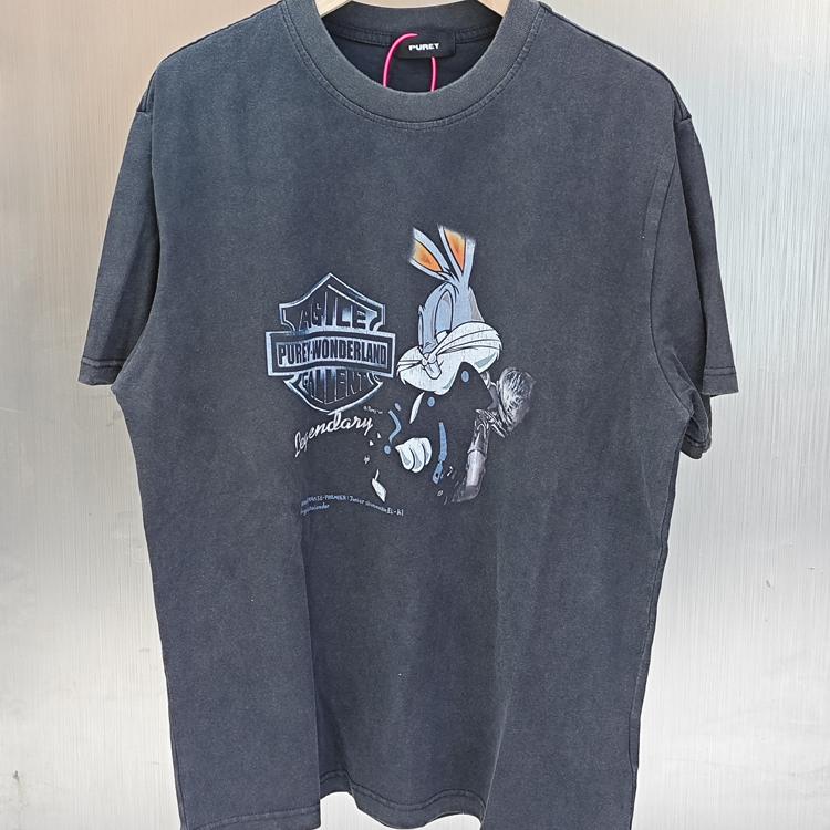 Purey Casper兔八哥美式高街流行vintage水洗做旧VTG短袖T恤男ins