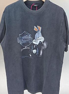 Purey Casper兔八哥美式高街流行vintage水洗做旧VTG短袖T恤男ins