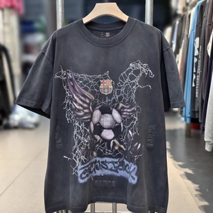 Travis T恤男女ins Scott巴塞足球vintage水洗复古做旧宽松VTG短袖