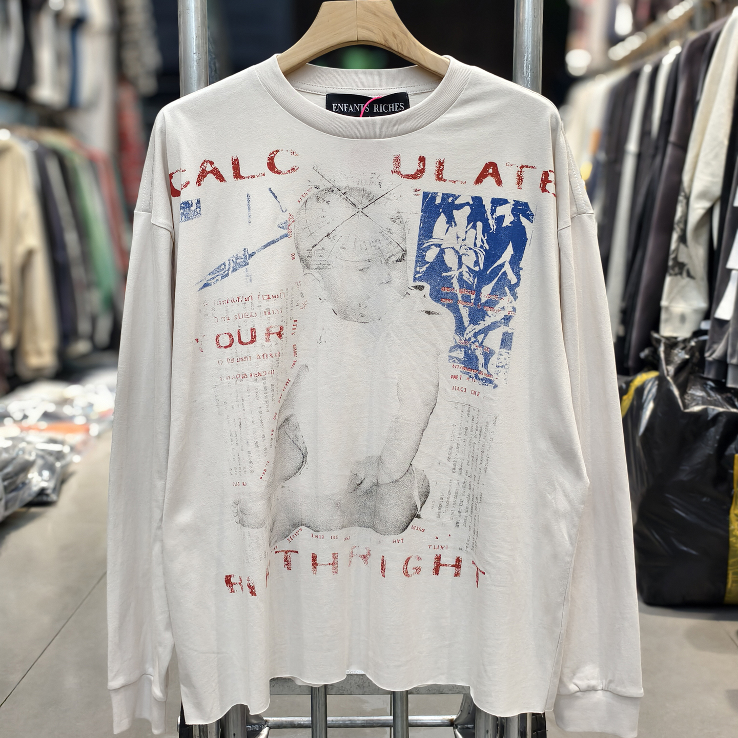 ERD忧郁富二代人权主义美式高街VTG水洗宽松长袖打底T恤男女ins潮