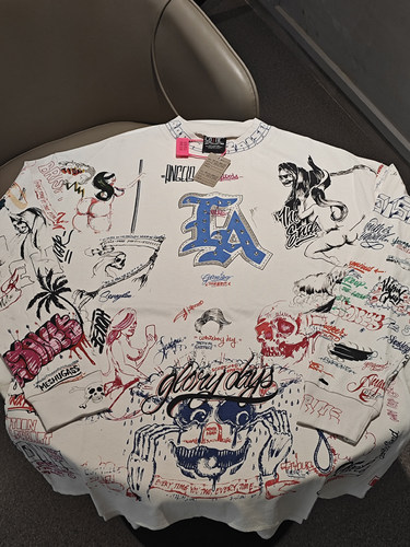 Saint Michael烫钻涂鸦骷髅VTG美式高街水洗宽松长袖打底T恤男ins