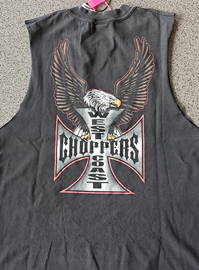 Saint西海岸美式高街vintage水洗复古做旧宽松VTG背心无袖T恤男女