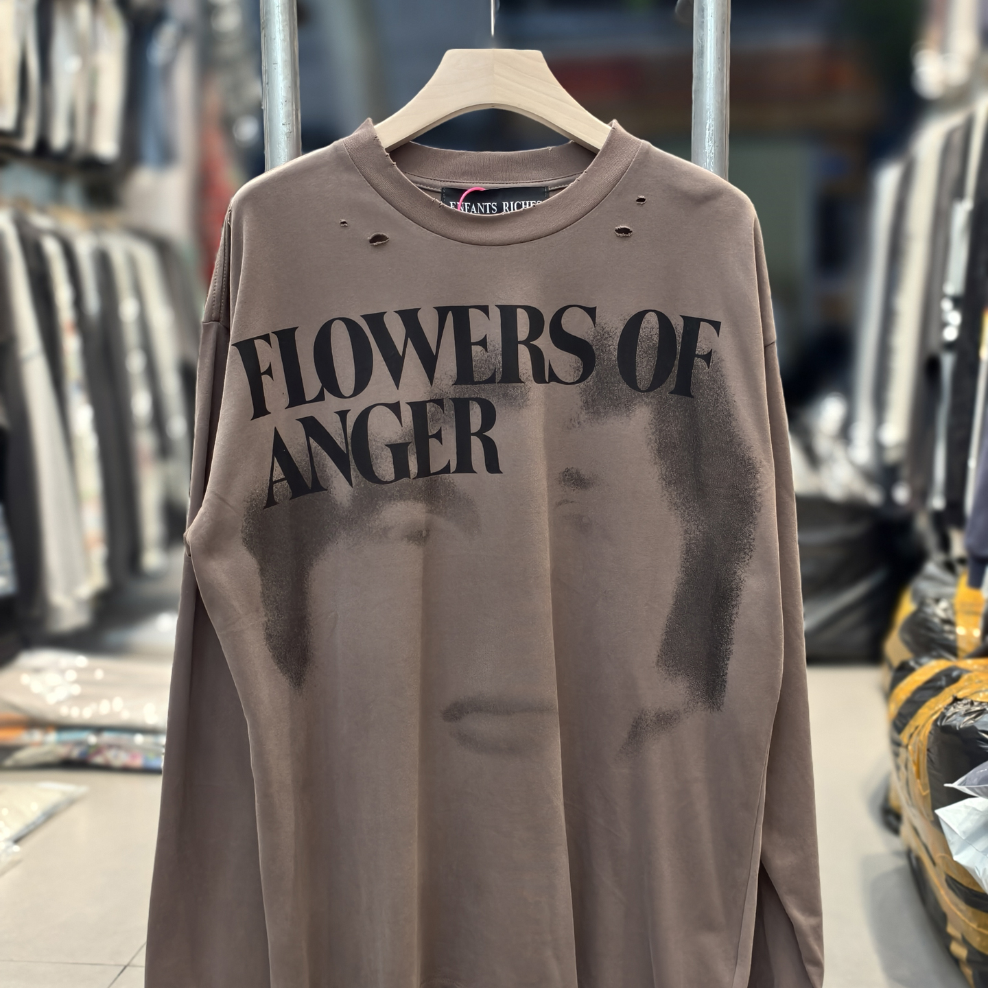 ERD忧郁富二代抽象女人美式高街VTG水洗宽松长袖打底T恤男女ins潮