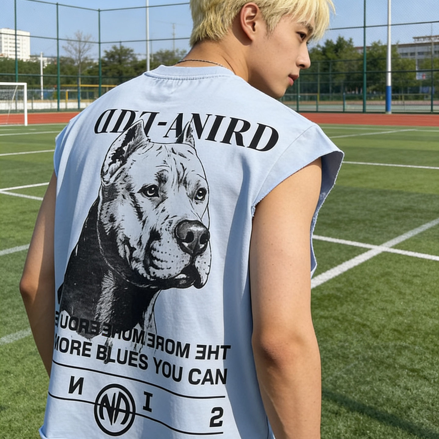 ERD忧郁富二代比特犬vintage水洗复古做旧宽松VTG坎肩短袖T恤男女