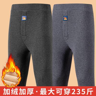 男士加大码驼绒保暖裤冬季御寒打底裤加绒加厚自发热毛裤高腰棉裤