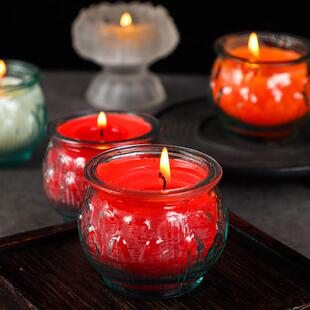 24小时平口莲花灯24小时牛油灯家用佛永灯无烟无臭佛寺灯