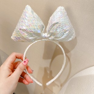 甜美百搭公主发饰女童大蝴蝶结闪亮发箍 泡泡棉布艺儿童发卡女