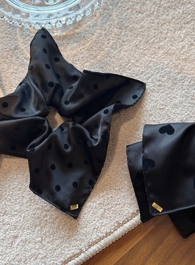 韩系波点方巾发圈气质百搭高级黑色爱心发绳网红新款女扎马尾头绳