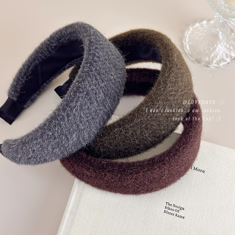 秋冬细毛绒加厚宽边发箍女2025新款高颅顶头箍气质百搭发卡发饰