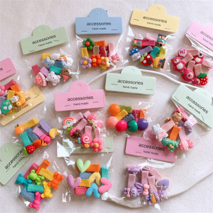 韩版 儿童卡通动物发夹可爱女童宝宝全包夹子花朵爱心碎发边夹发卡