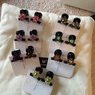 韩版 发饰气质水钻花朵简约小号抓夹碎发前额刘海夹对夹公主头发卡