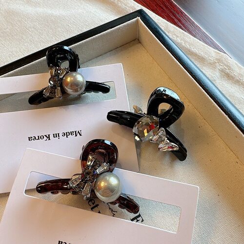 甜美珍珠水钻蝴蝶小抓夹可爱公主头发抓女小号刘海夹碎发夹子