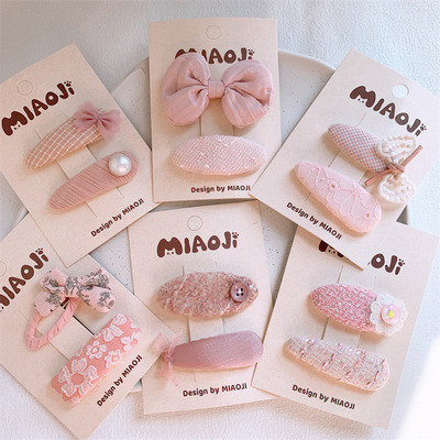 春季新款儿童粉色系蝴蝶结发夹甜美女童碎发BB夹刘海夹侧边夹发卡