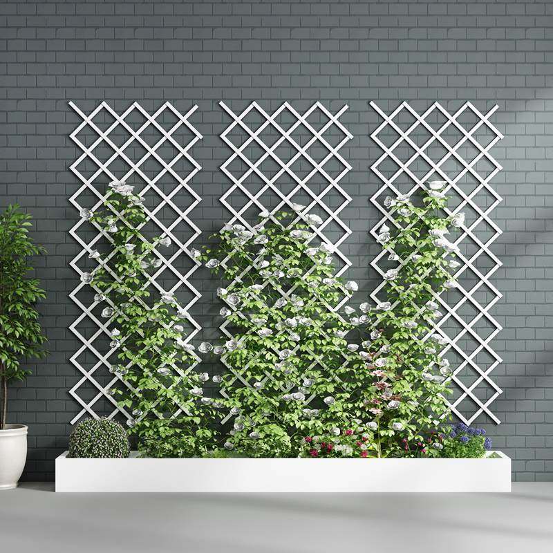 阳台花架室内爬藤架花墙架壁挂式网格防腐木花架庭院墙面爬藤网白
