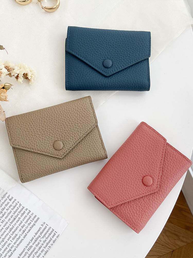2022新款韩版小钱包女士短款折叠零钱包小巧迷你真皮软皮信封卡包