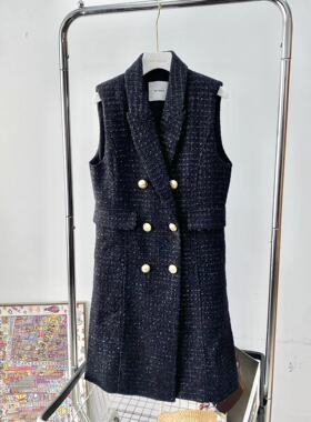 小香风马甲女春秋冬天高级氛围感显瘦遮肉韩版中长款坎肩百搭