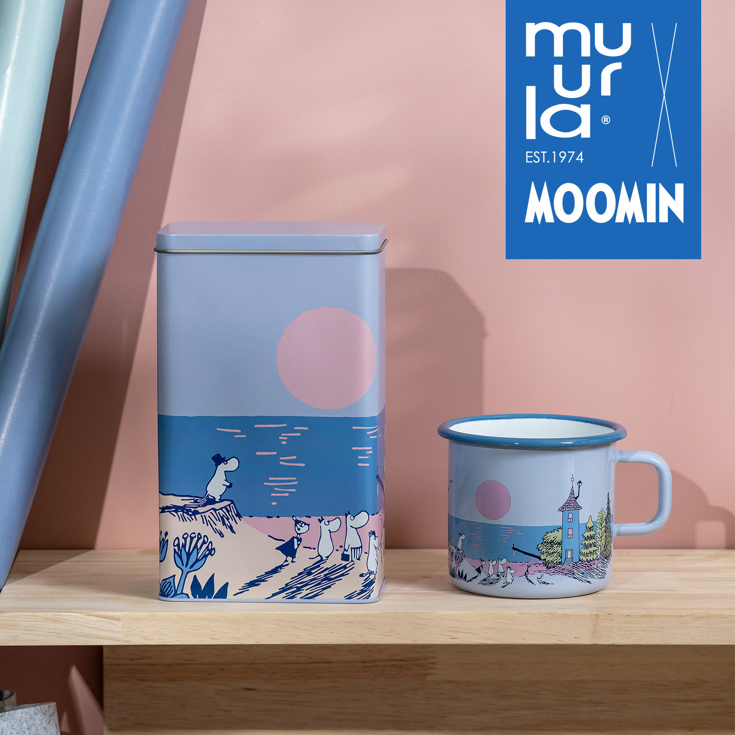 芬兰muurla姆明日落系列托盘moomin搪瓷杯桦木托盘马克杯铁皮盒