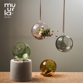 芬兰muurla纯色玻璃烛台可悬挂多肉种植球北欧家居透明装 饰摆件