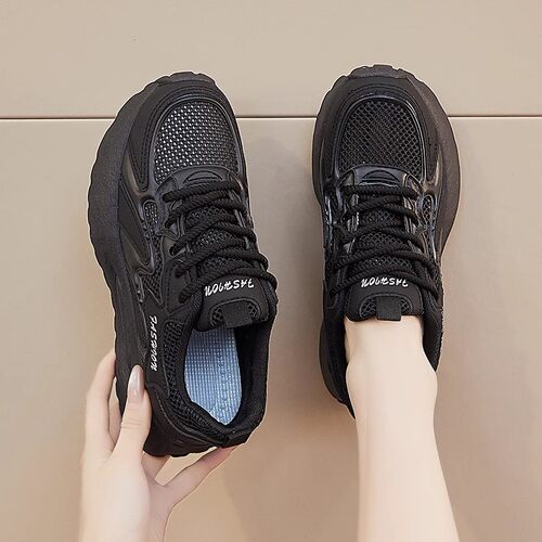 厨房上班百搭小黑鞋运动老爹鞋