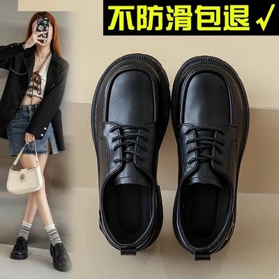 厨房上班女鞋百搭真皮小黑鞋