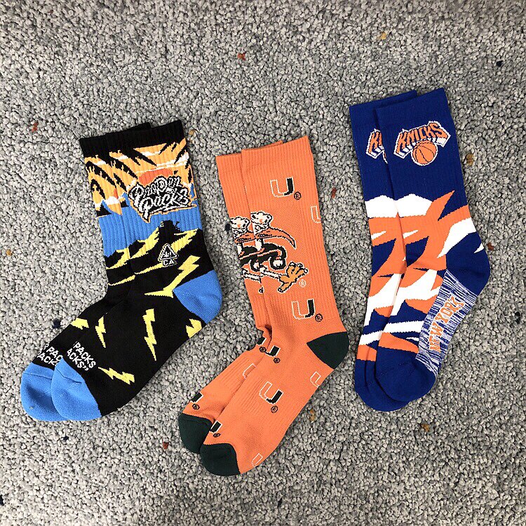 SOCK DAD现货美潮街头毛巾底长袜 男女款复古涂鸦插画滑板袜