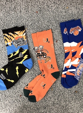 SOCK DAD现货美潮街头毛巾底长袜 男女款复古涂鸦插画滑板袜