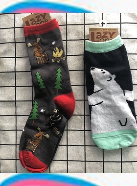 SOCK DAD LAZYone 卡通短袜 长袜