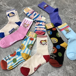 女潮袜 艺术卡通插画中筒薄款 SOCK DAD现货小众可爱花袜子