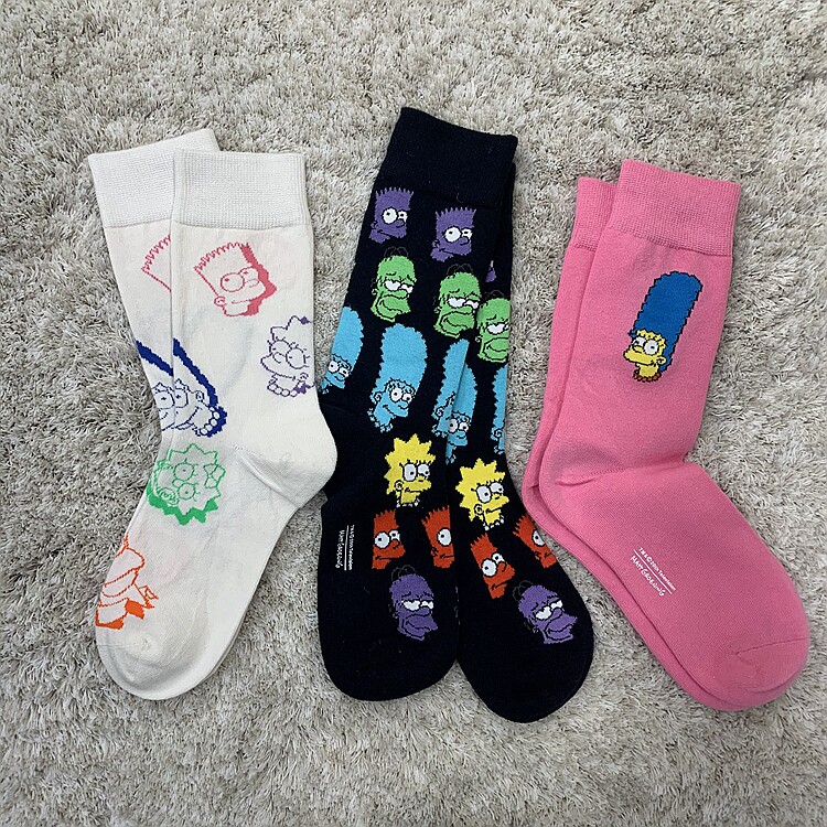 SOCK DAD现货个性复古欧美风薄款袜子男女纯棉辛普森美式中筒袜