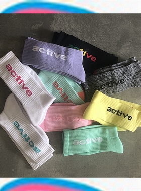 SOCK DAD现货 Active 滑板袜中长筒纯色潮袜  毛巾底运动袜