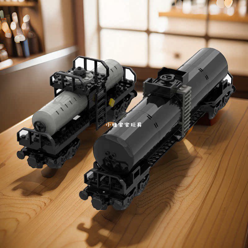 小积木颗粒运输油罐火车车厢