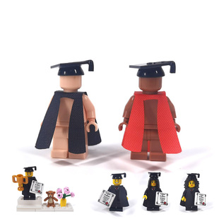小积木颗粒学士服MOC人仔用品毕业典礼学士服博士奖台装饰配件
