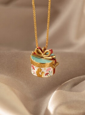 妈妈礼物跨境礼盒礼盒送造型项链欧美彩绘吊坠装饰新款蝴蝶结温馨