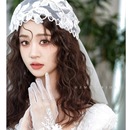新娘结婚复古头纱主婚纱高级感森系淑女法式 婚礼仙气白色拍照发饰