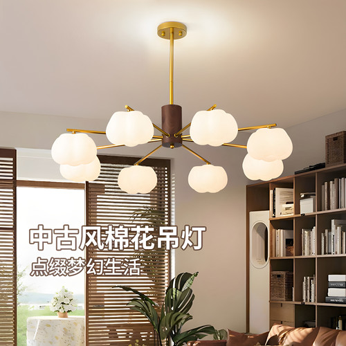 中古风客厅主吊灯现代简约2026新款网红餐厅卧室书房LED中山灯具
