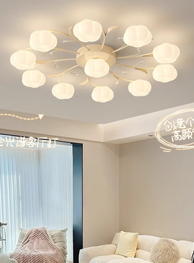 奶油风客厅主灯家用大厅灯简约现代棉花灯2024新款全光谱吸顶灯具