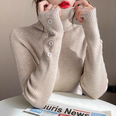 黑色高领毛衣女外穿修身