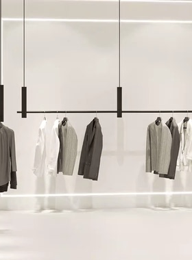 服装店吊架婚纱架女装店吊杆黑色钢丝绳高低调节挂衣架子吊顶悬挂