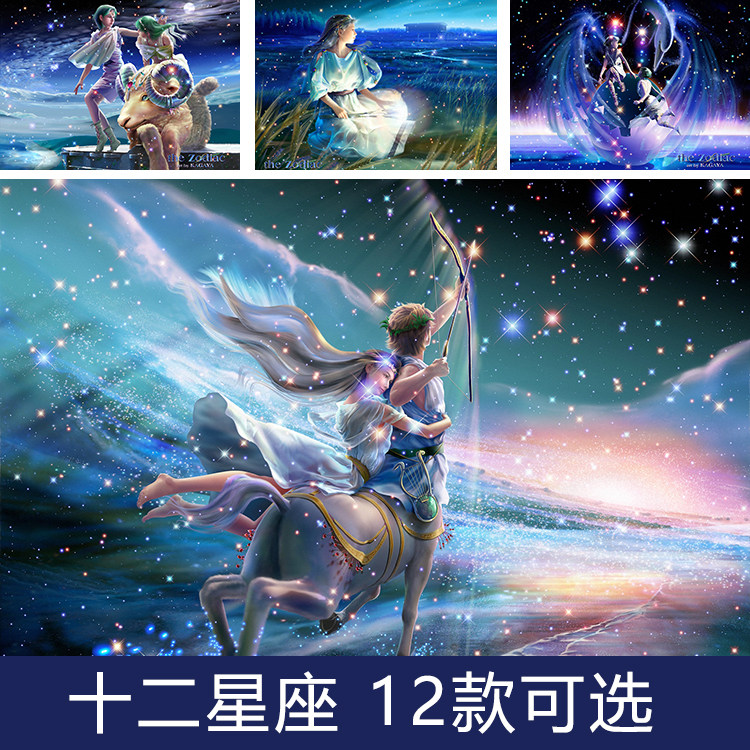 5d新款钻石画十二星座卡通动漫人物贴钻画十字绣客厅卧室满钻绣12