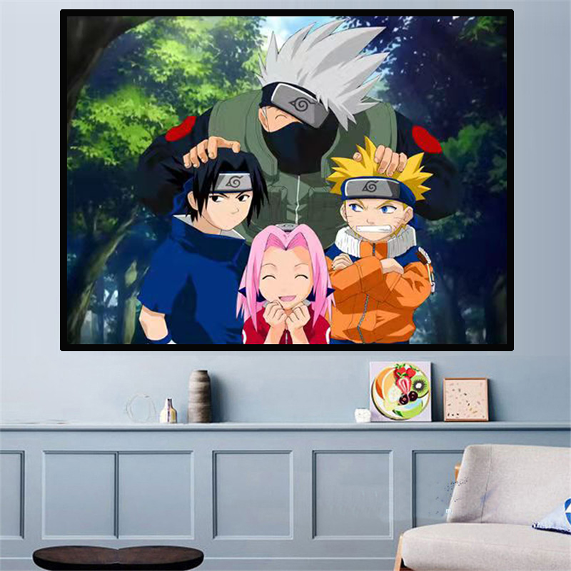 5D钻石画满钻火影忍者儿童卧室贴钻十字绣卡通动漫人物钻石绣小幅