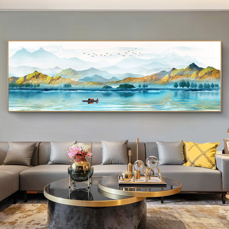 一帆风顺客厅横版大幅钻石画水墨山水风景钻石绣点贴钻十字绣现代