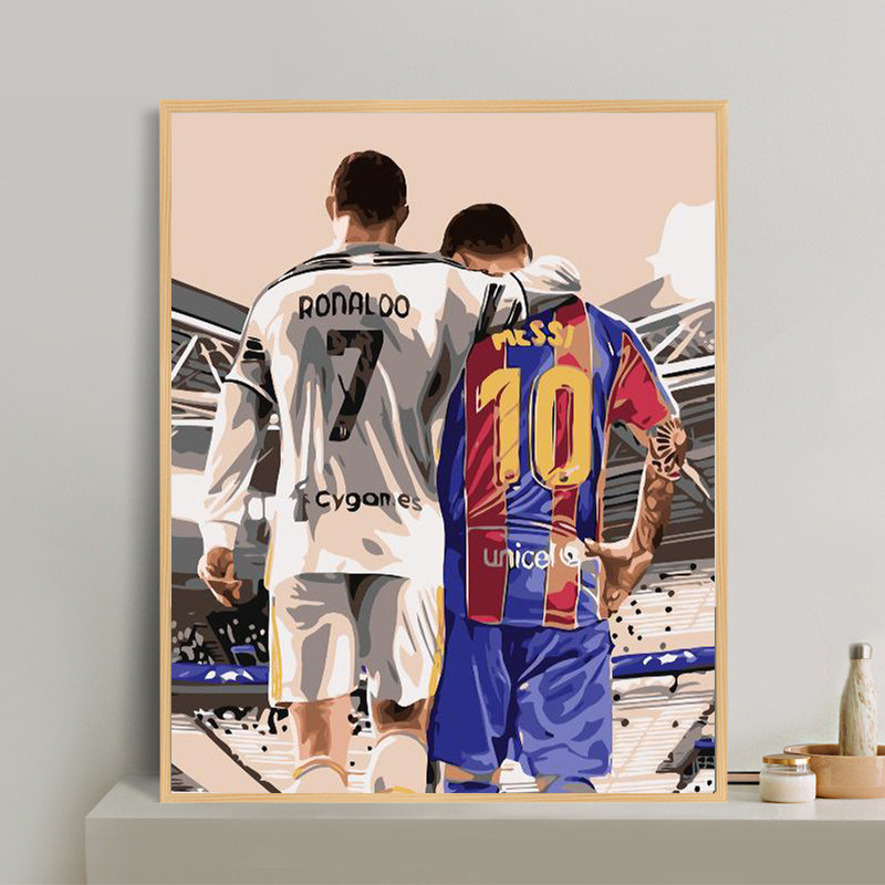 梅西C罗钻石画满钻新款足球人物十字绣客厅手工diy点贴钻画送男友
